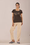 Sweet Moon Knit Cotton Pyjama Set - Sky Blue Coffee — thumbnail 4
